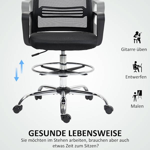 Rootz Office Chair - Swivel Chair - Rotertable Deskstol - Justerbar & Rollable - 58 cm x 58 cm x 103-123 cm