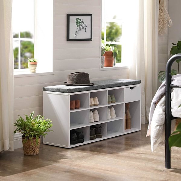 Rootz Skoskab - Skostativ - 10 par sko - Skoskabe - Hvid - 104 x 30 x 48 cm