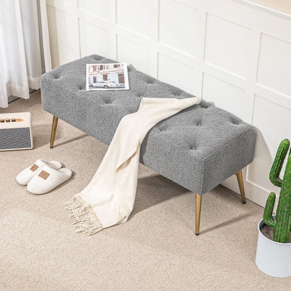 Rootz Modern Sängbänk - Fönstersäte - Matsalsbänk - Faux lammull - Tjock stoppning - 112cm x 41cm x 46cm