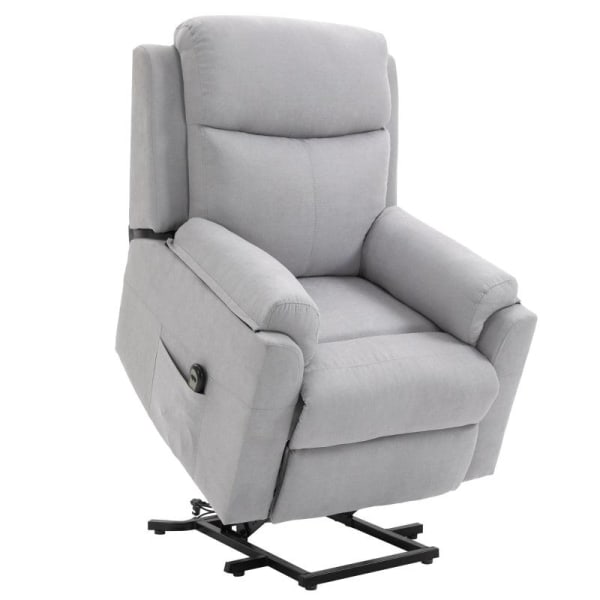 Rootz Electric Stand-up Chair - Fåtölj - Relax Fåtölj - Tv Fåtölj med sovfunktion - Liggfunktion - Fjärrkontroll - Linne Touch - Grå - 83 x 89 x 102 c