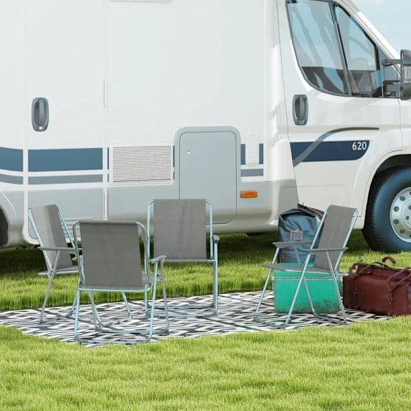 Rootz Havestol - Sammenklappelig campingstol - Oxford klud - Vejrbestandig - Plast - Grå + Sølv - 53 cm x 54 cm x 76 cm