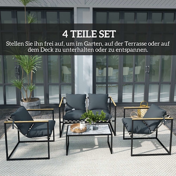 Rootz 4 -Dart Garden Furniture Set - Outdoor Patio Set - Balkon Møbler - Polstret komfort - 114 cm x 70 cm x 67 cm