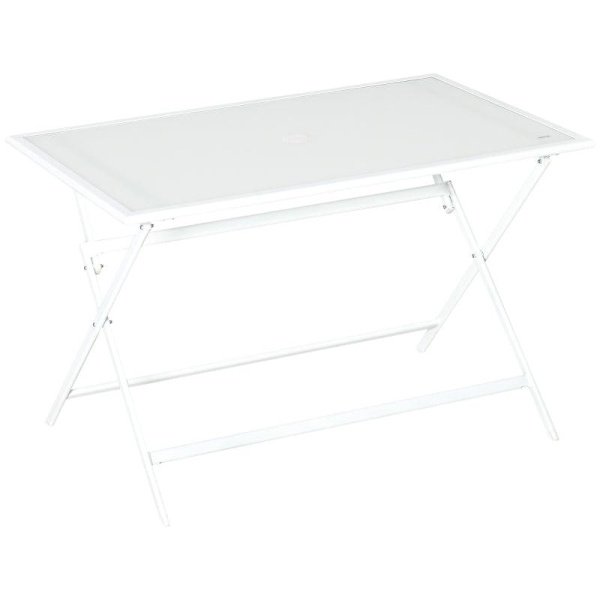 Rootz Havebord - Stort spisebord - Metal - Hærdet glas - Hvid - 110 cm x 70 cm x 70 cm