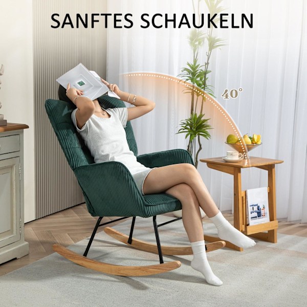 Rootz Rocking Stol - Glider Stol - Nursernestol - Tyk polstring - Beech Wood Runners - 98D X 71W X 101H CM - Understøtter op til 120 kg
