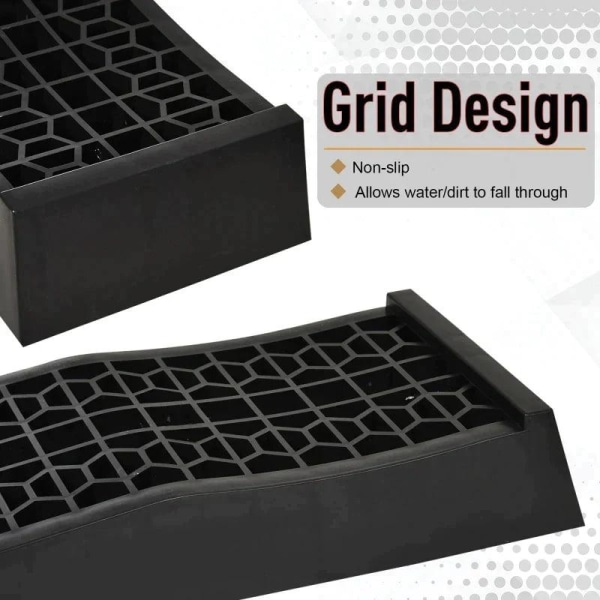 Rootz Ramp - Tröskelramp - Trottoarramp - Gummiramper - Antisladdramper - PP - Svart - 70 x 20 x 8 cm