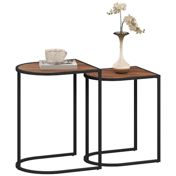 Rootz 2 -stykke sofabord sæt - sideborde - natkonsoller - metalramme - rumbesparende - 45x38x58 cm & 41x32x52cm