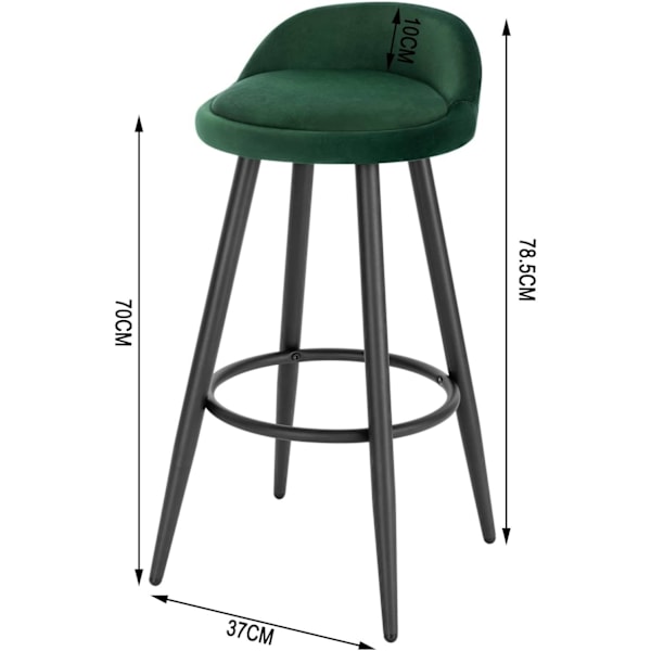 Rootz Velvet Barpall - Bänkpall - Justerbar Barstol - Bekväma sittplatser - Slitstark design - Reptålig - 37,5 cm x 34 cm