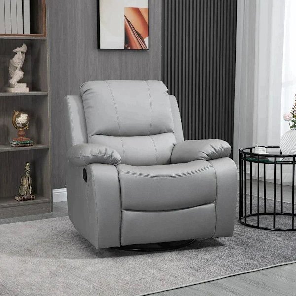 Rootz Relax Stol - Liggstol - Tiltbart ryggstöd - Vridbar vilstol - Vippfunktion - Med fotstöd - Stål - Grå - 93 x 100 x 98Hcm