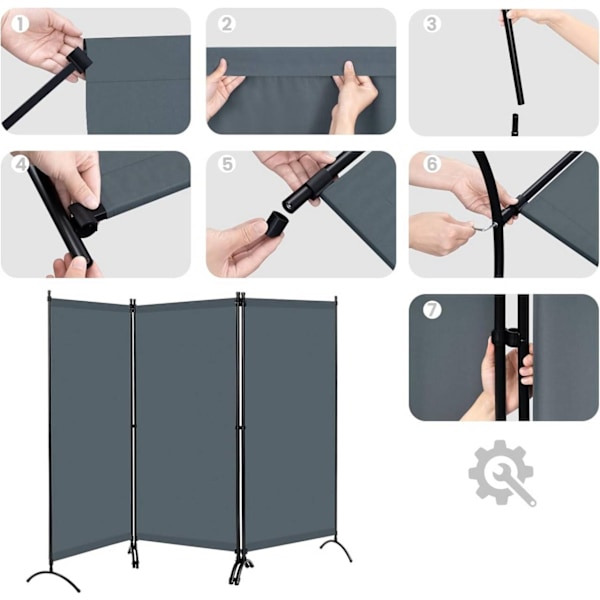Rootz-huoneenjakaja - Yksityisyysseinä - Taittuva suojaseinä - 160 g/m² Polyesteri - 255 cm x 181 cm - Sisä-/ulkokäyttö