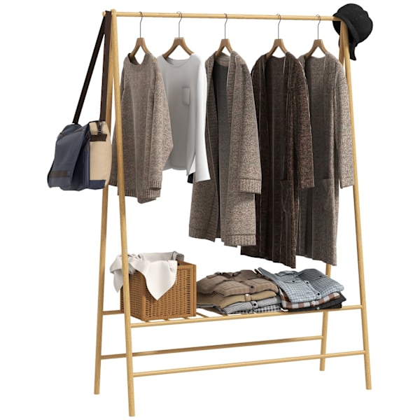 Rootz Freestanding Bambu Coat Rack - Klädarrangör - Lagringslösning - A -ramdesign - 116 cm x 43,5 cm x 160 cm