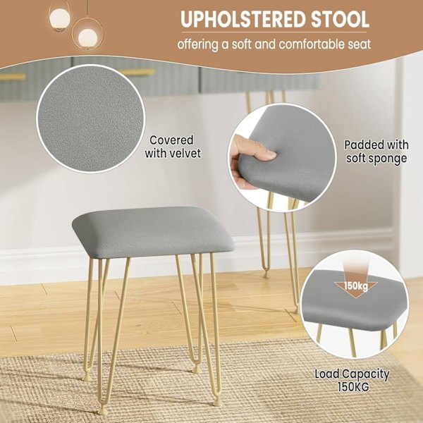 Rootz Sminkbord med spegel - Sminkbord - Sminkbord - LED-belysning - E1 MDF - 100 cm x 121,5 cm x 40 cm