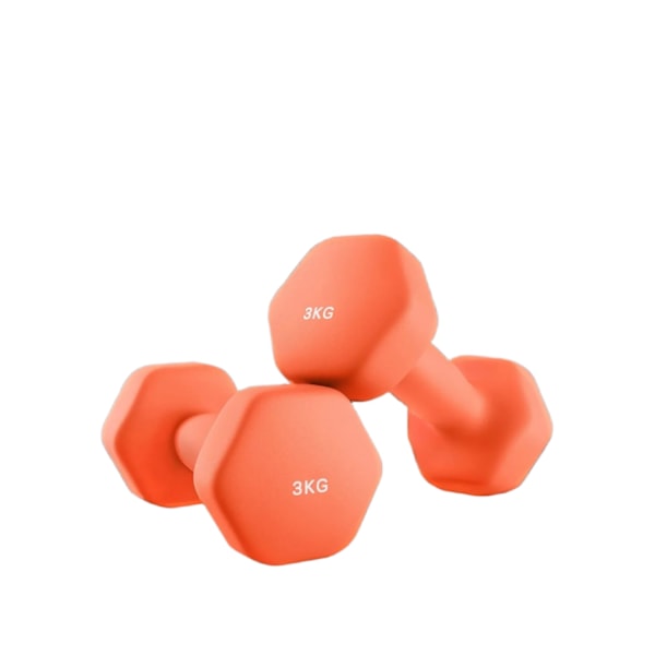 Rootz Dumbell Set - Free Wights - Träningsvikter - Hållbar neoprenbeläggning - 13,5 cm x 6,5 cm x 9 cm - Orange - 2 x 1 kg