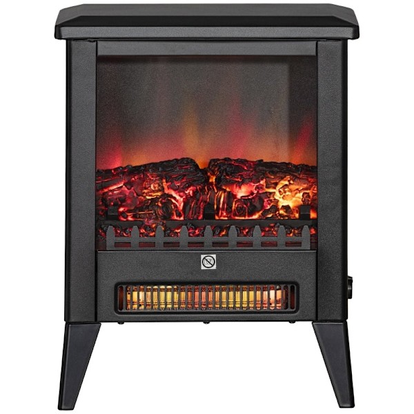Rootz elektrisk pejs - LED pejs - Varmeovn - Realistisk flamme - Justerbar temperatur - Overophedningsbeskyttelse - 36cm x 21cm x 47cm