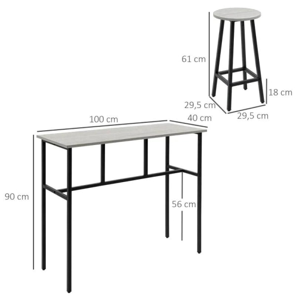 Rootz industrielt barbordssæt - 6 stykker - 2 borde og 4 barstol