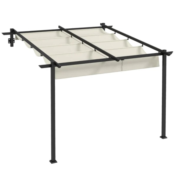 Rootz Garden Gazebo - Infällbart tak - Väggmonterad - Metallram - Stål - Polyester - Krämvit - 297L x 297W x 200/230H cm