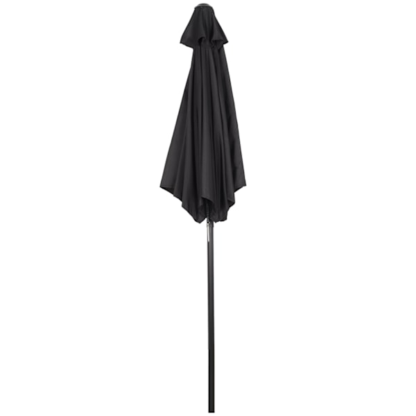 Rootz Black Hexagonal Parasol - Balkon Sunshade - Patio paraply - Easy Open - Ø196 cm x 2,04m