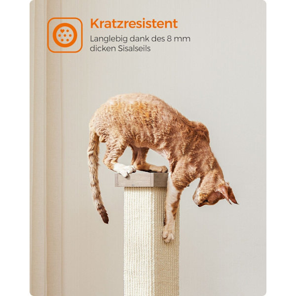 Rootz Skrapstolpe Cat Tree - Cat Scratcher - Cat Climbing Tower - Spånskivakonstruktion - Sisal Rep - 38cm x 38cm x 73cm