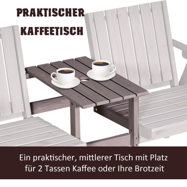 Rootz havebænk med bord - kaffe - brænde - 59,84 cm x 27,56 cm x