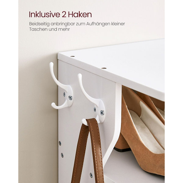 Rootz spånplade skostativ - Hvid skoholder - Opbevaringsstativ - Robust konstruktion - Nem montering - Pladsbesparende - 30 cm x 26,4 cm x 110,4 cm