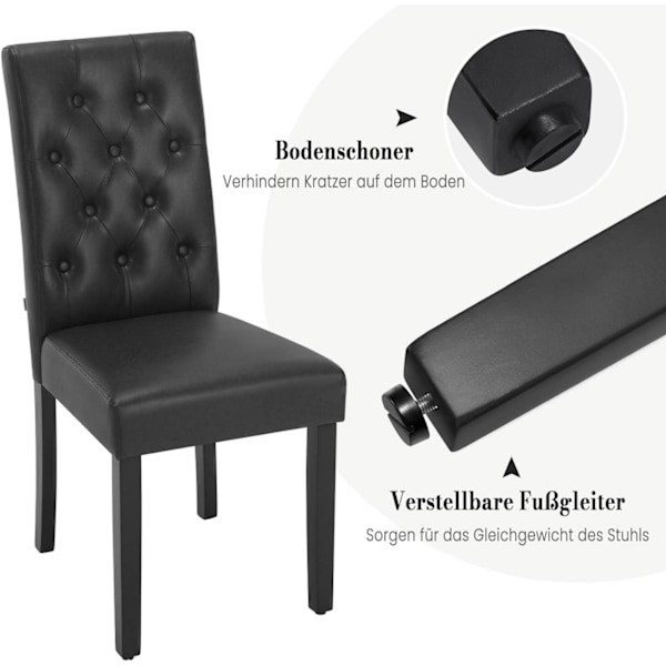Rootz Spisestuestole - Højryggede stole - Imiteret læderstole - Ergonomisk design, nem vedligeholdelse, robust bygning - 44cm x 99cm x 59cm