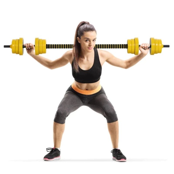 Rootz Skivstång & Hantel Set - 3-i-1 Hantel Set - Plate Bar - Clamp Rod - Hem - Gym - Gul/Svart