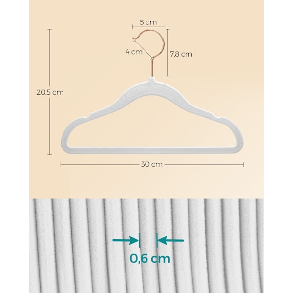 Rootz sæt med 30 dele børnetøjsbøjler - Børnebøjler - Fløjlsbøjler - ABS-plastik - Letvægts - Pladsbesparende - Holdbar - 30 cm x 20,5 cm x 1,4 kg
