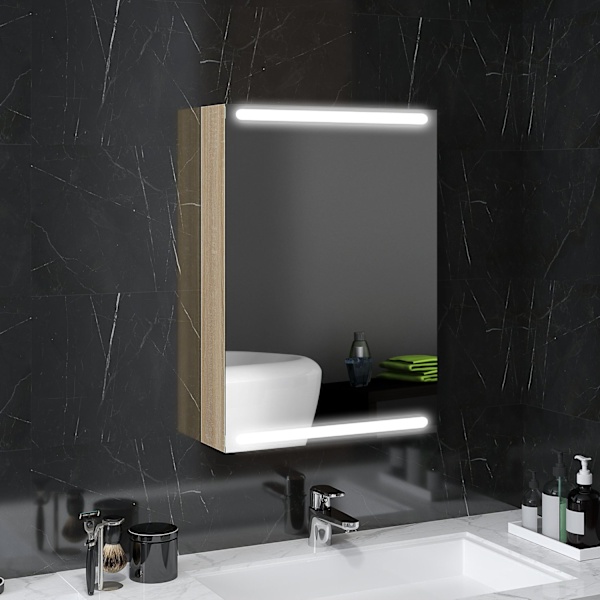 Rootz LED Mirror Cabinet - Badrumskåp - Väggmonterad förvaring - Justerbara glashyllor - 50x12.5x70cm