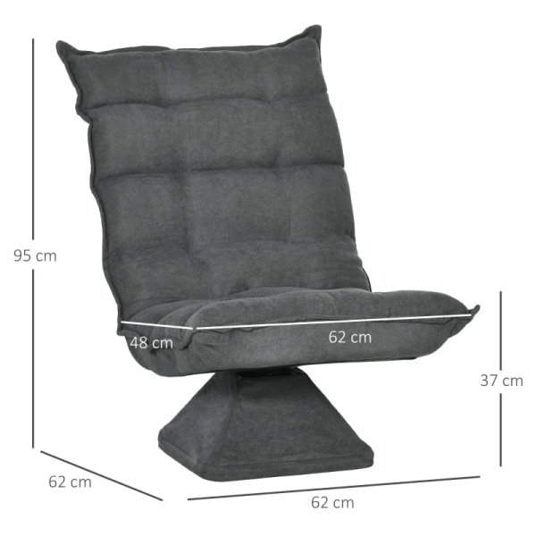 Rootz Golvsoffa - Fåtölj - Lässtol - Swivel Linen Look - Grå - 62cm x 70cm x 95cm