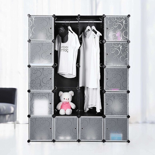 Rootz Garderobe Click System - 14 rum - Plast - Tøj - Garderobe med ophængningsskinner - 143 x 36 x 178 cm