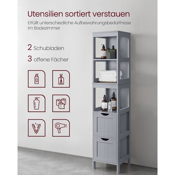 Rootz Højskab - Opbevaringsskab - Duegrå - MDF - 30 cm x 30 cm x 141,5 cm - Letvægts - Robust - Nem montering