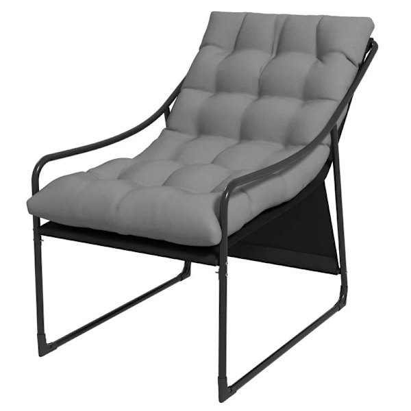 Rootz Fåtölj - Trädgårdsstol - Tjock sits - Trädgårdssoffa - PP Bomull - Stål-polyester - Grå - 62L x 110W x 88H cm