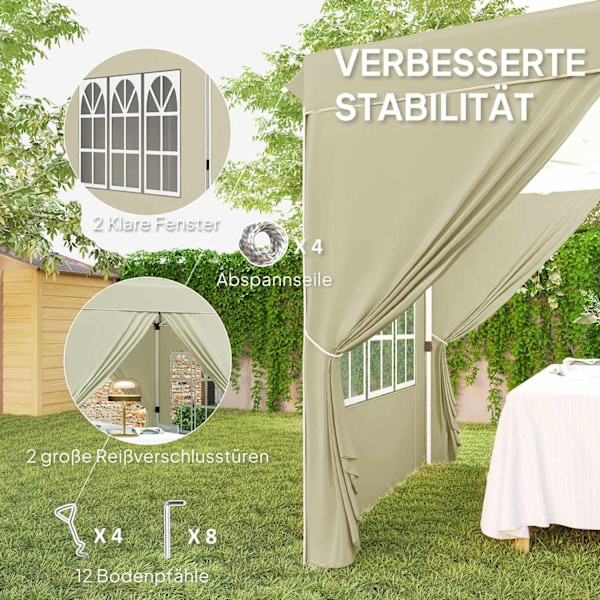 Rootz Pop Up Gazebo Telt - Garden Pavilion - Foldbar baldakin - UPF50+ UV -beskyttelse - 248L x 248W X 270H CM - Grøn