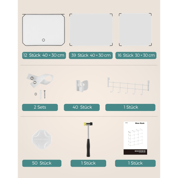 Rootz White 12 Cube Storage Organizer - Garderobsorganisator - Cube Organizer - ABS Plastic Connector - PP Plast Board - Stålram - 32cm x 83cm x 187cm