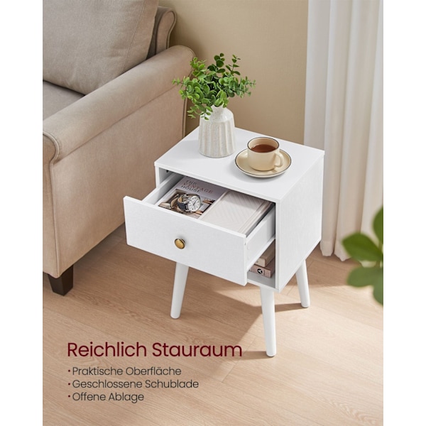Rootz Sengebord - Natbord - Natskab af træ - Spånplade - MDF - Massivt træ - 28cm x 39cm x 55cm - Snehvide