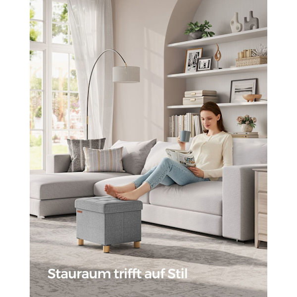 Rootz sæde kisteopbevaring Ottoman - Duegrå - MDF - Imiteret linned - 25D skum - 32 cm x 40 cm x 33,5 cm - 32L Kapacitet