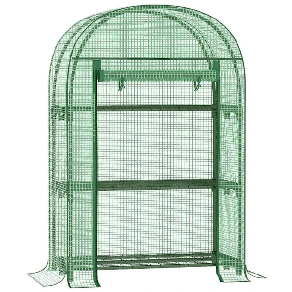 Rootz Greenhouse - Folieväxthus - Balkong med 3 hyllor - Tomathus - Planthus - Kallstomme - Metall - Grön - 80 x 49 x 160 cm