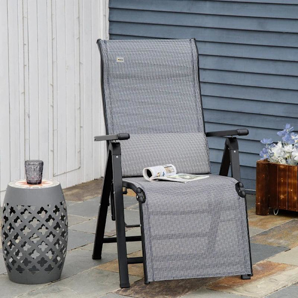 Rootz liggestol - Zero Gravity stol - Solseng - Liggestol - Havestol - 9 stillinger Justerbar - Vægtløs liggestol - Sort/Grå - 70 x 65 x 111 cm