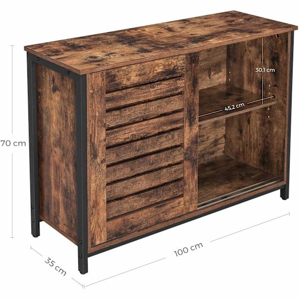 Rootz Opbevaringsskab - Kommode - Industriskab - Skænk - Skab med 2 hylder og 2 låger - 100 x 35 x 70 cm (LxBxH)