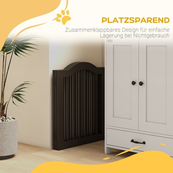 Rootz Dog Barrier - Träport för husdjur - Hundstaket inomhus - Kaffefinish - Justerbara paneler - Lilla hundvänligt - 154,5 cm x 29,5 cm x 61 cm