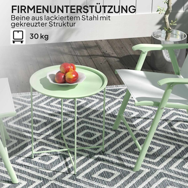 Rootz Round Garden Table - Terrace Table - Steel Exterior Table - Fjernelig bakke - Foldbart design - Ø46 x 50 cm