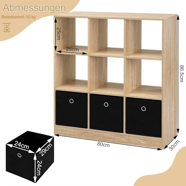 Rootz Modern Cube -hylly - Kirjahylly - Säilytysjärjestelmä - Runsaasti tilaa - Kestävä ja vettä hylkivä - Turvallinen ja vakaa - 80 cm x 86,5 cm x 30