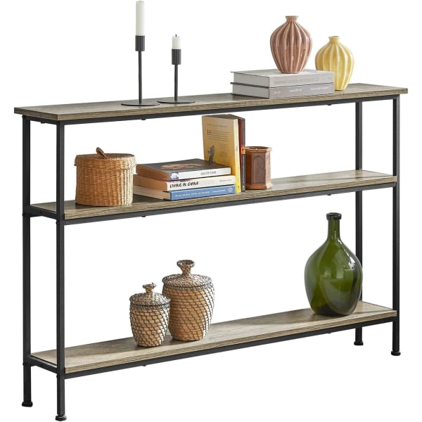 Rootz Konsol Bord Hall Bord Stue Bord Sofabord Smalt Sidebord Endebord med 3 hylder-B120 x D20 x H77cm