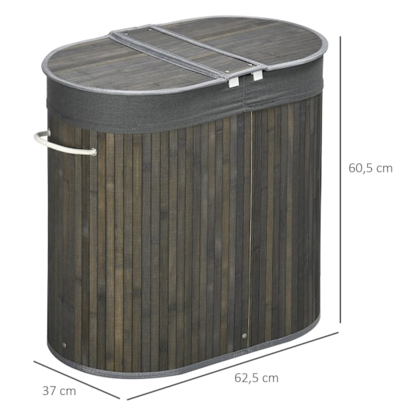 Rootz 100L kangaskori kansi - pyykinpesulapesulapakka - kaksoisosat - irrotettava laukku - 62,5 cm x 37cm x 60,5 cm