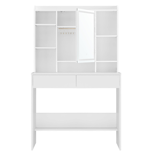 Rootz White Toiletbord - Spånplader - Makeup Skrivebord - Opbevaringsorganer - 40 cm x 90 cm x 144,7 cm - 31,6 kg - 100 kg Belastningskapacitet