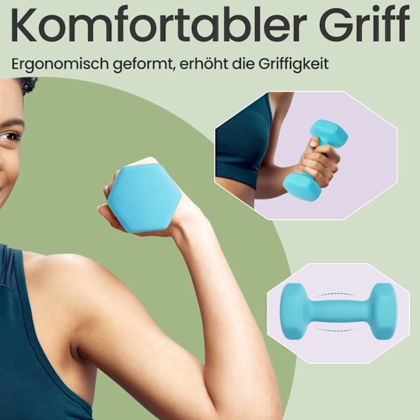 Rootz 2 set hantel - hanteluppsättning - neoprenbelagda vikter - styrka träning 16 cm x 8 cm - 2x2 kg