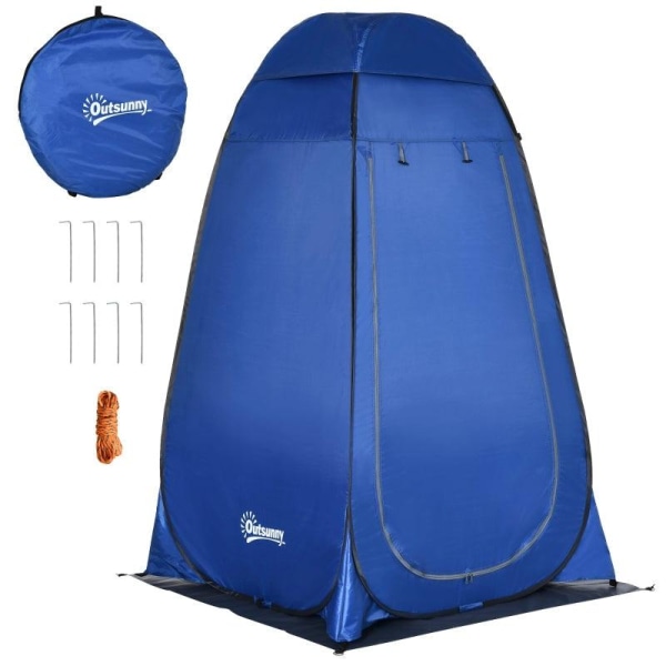Rootz Duschtält - Hopfällbart Duschtält - Popup Duschtält - Pop Up-tält - Polyester/stål - Mörk/Blå/Silver - 126cm x 124cm x 198cm