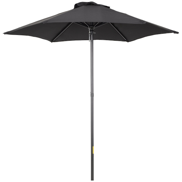 Rootz Black Hexagonal Parasol - Balkon Sunshade - Patio paraply - Easy Open - Ø196 cm x 2,04m