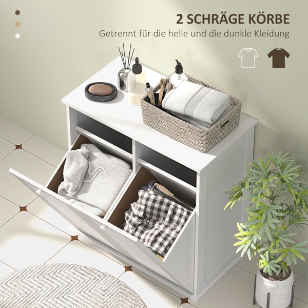Rootz Washing Cabinet - Tvättarrangör - Sorteringsenhet - Stylish & Su tble MDF - 70 x 38 x 73 cm - White
