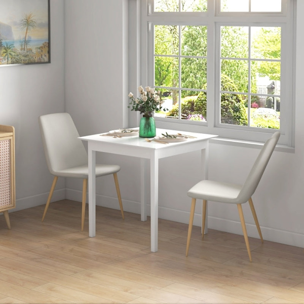 Rootz Køkkenbord - Spisebord - Firkantet bord - Moderne Design - Massivt fyrretræ - 75cm x 75cm x 76cm - Hvid