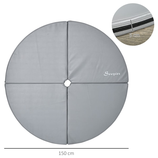 Rootz Foldble Pole Dance Mat - Dance Cushion - Turvatyyny - 5 cm: n paksuus vamman ehkäisyyn - Ø 150 cm - Harmaa muovinen päällyste
